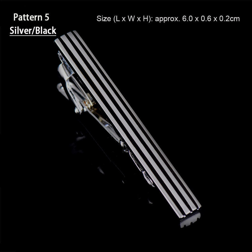 Mens New 5~6cm Clip Stainless Steel Shirt Tie Pin Bar Clasp Wedding Silver Black