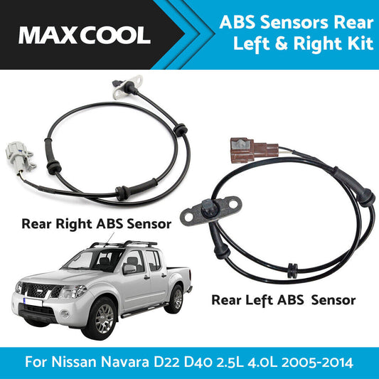 2x Rear Left & Right ABS Sensor for 2005-2014 Nissan Navara D22 D40 Ute 2.5 4.0L