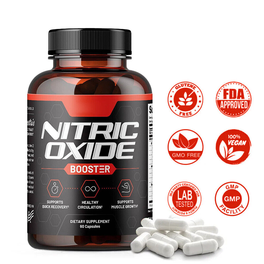 3x Nitric Oxide Booster Supplement - L-Arginin, L-Citrulline 10mg - 60 Capsules