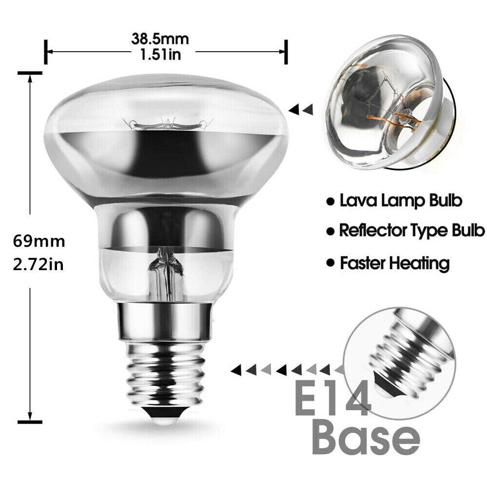 R39 Lava Lamp Replacement Globe Light E14 Bulb in Reflector Spotlight Screw