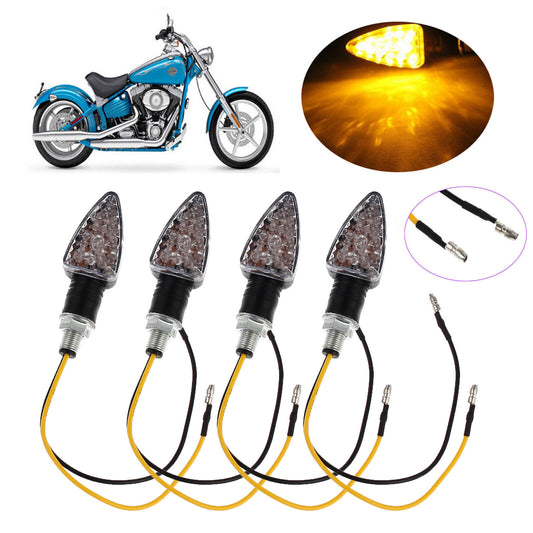 4X Motorcycle LED Turn Signal Indicators Motorbike Turning Amber Light Universal