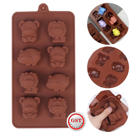 Safari Animals Chocolate Mould Ice Tray Silicone Jelly Cookie Cake Baking Mold