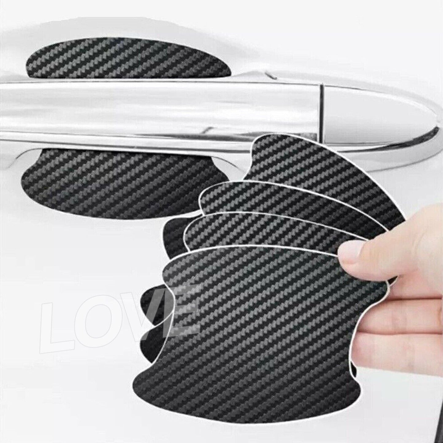 4× Carbon Fiber Door Handle Anti-Scratch Protector Film Stickers Car Accessories