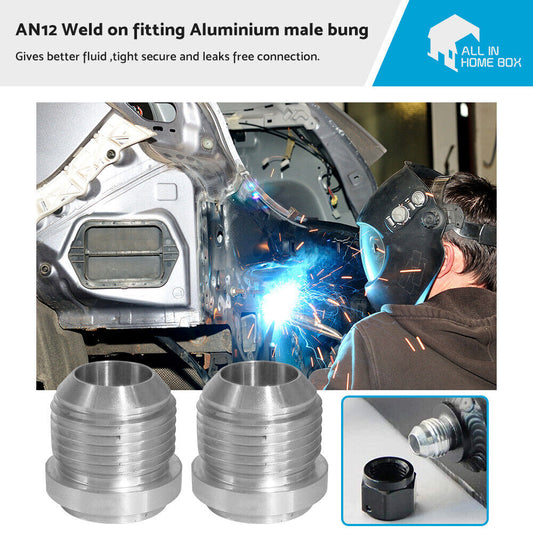 2x AN12 Male Aluminium weld on JIC bungs fitting -12AN JXSS032-12-A