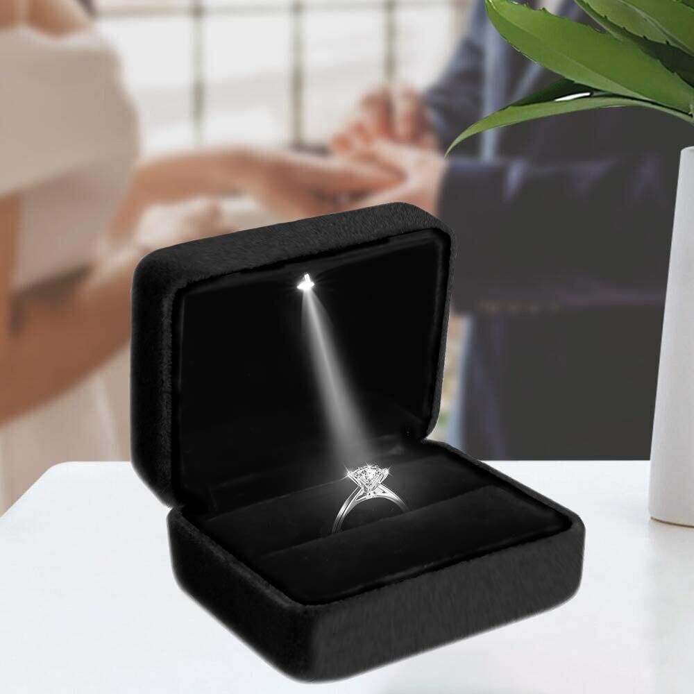 Luxury Ring Box with LED Light Wedding Ring Case Jewelry Gift for Engagement