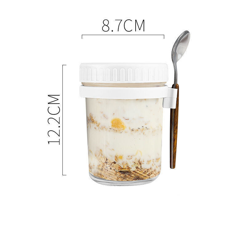 Oatmeal Jars with Lid and Spoon Large Capacity Overnight Oats Jars Container