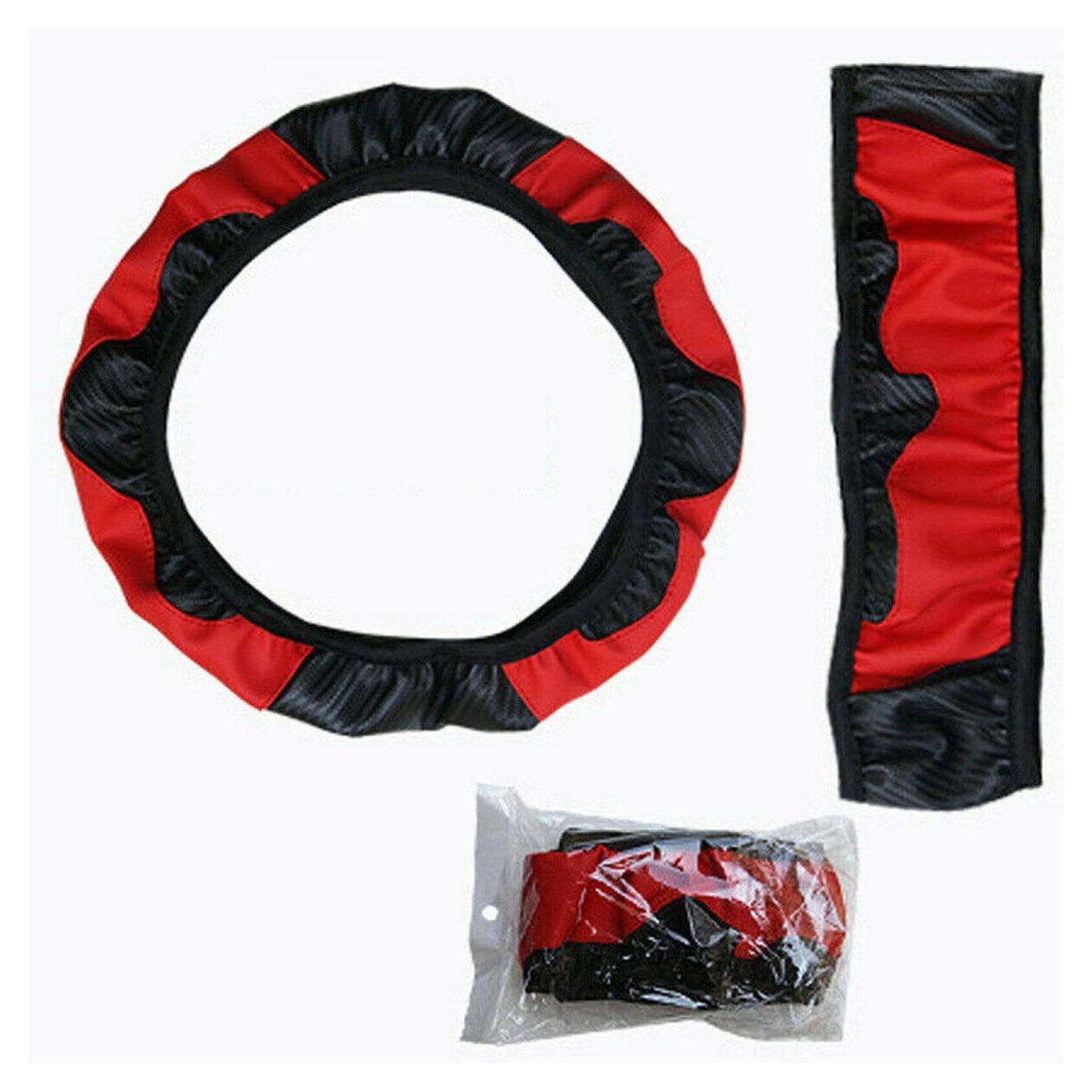 Red Car Microfiber Leather Steering Wheel Cover 38cm Universal Accessories