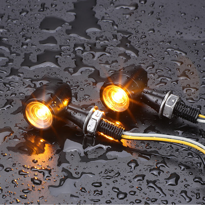 2x Mini Motorcycle Indicators Bullet LED Turn Signal Lamp Universal Amber+White