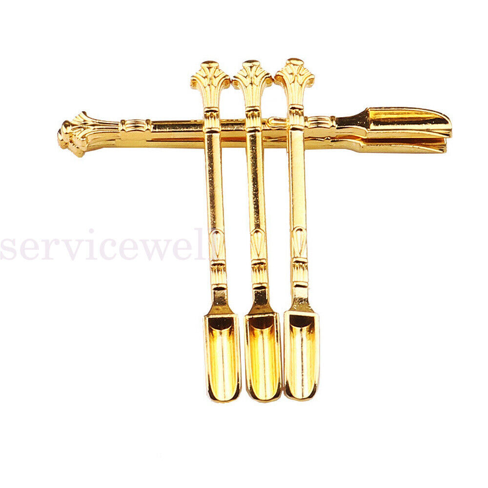 2X Gold Snuff Spoon Micro Spoon Spatula Spoon Stainless Steel Scoop ANTIQUE