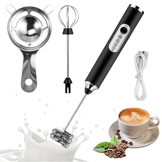 Handheld Milk Frother Electric Whisk USB Rechargeable Foam Maker 3 Speed Levels