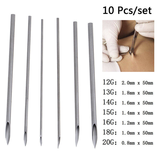 10Pcs Disposable Sterile Body Piercing Needles Tattoo Piercing Needles Kit-qy