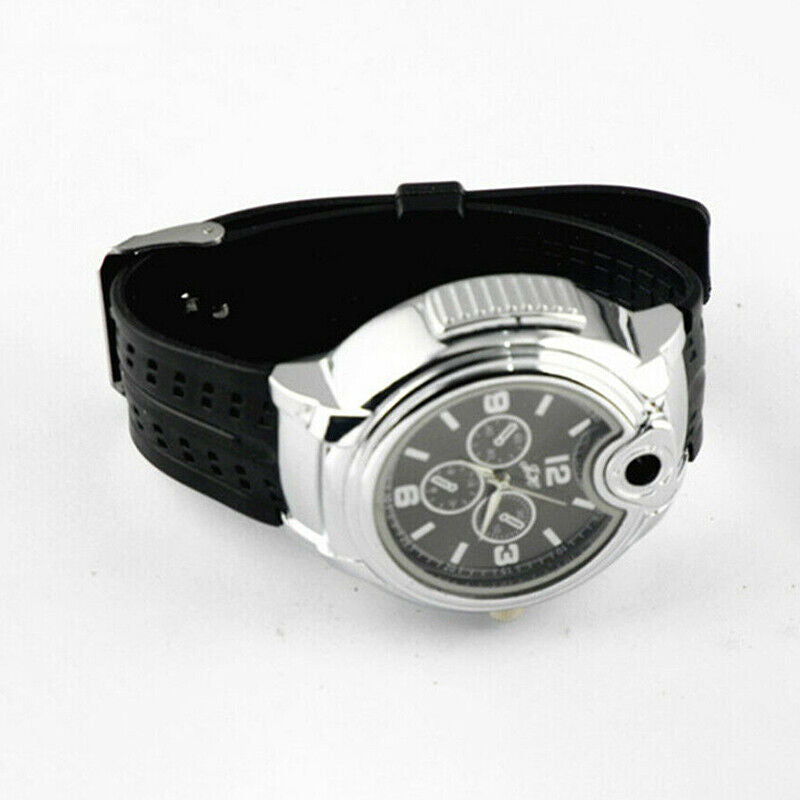 Military Cigarette Cigar Lighter Watch Men Quartz Refillable Wrist Watches Gift