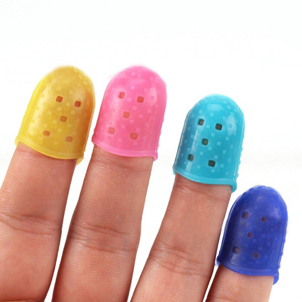 5PCS Silicone Guitar Ukulele Fingertip Protectors Finger + Fingerboard Sticker