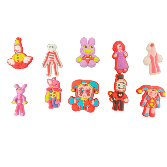 10 Pcs The Amazing Digital Circus Plush,Pomni and Jax Shoe Charms