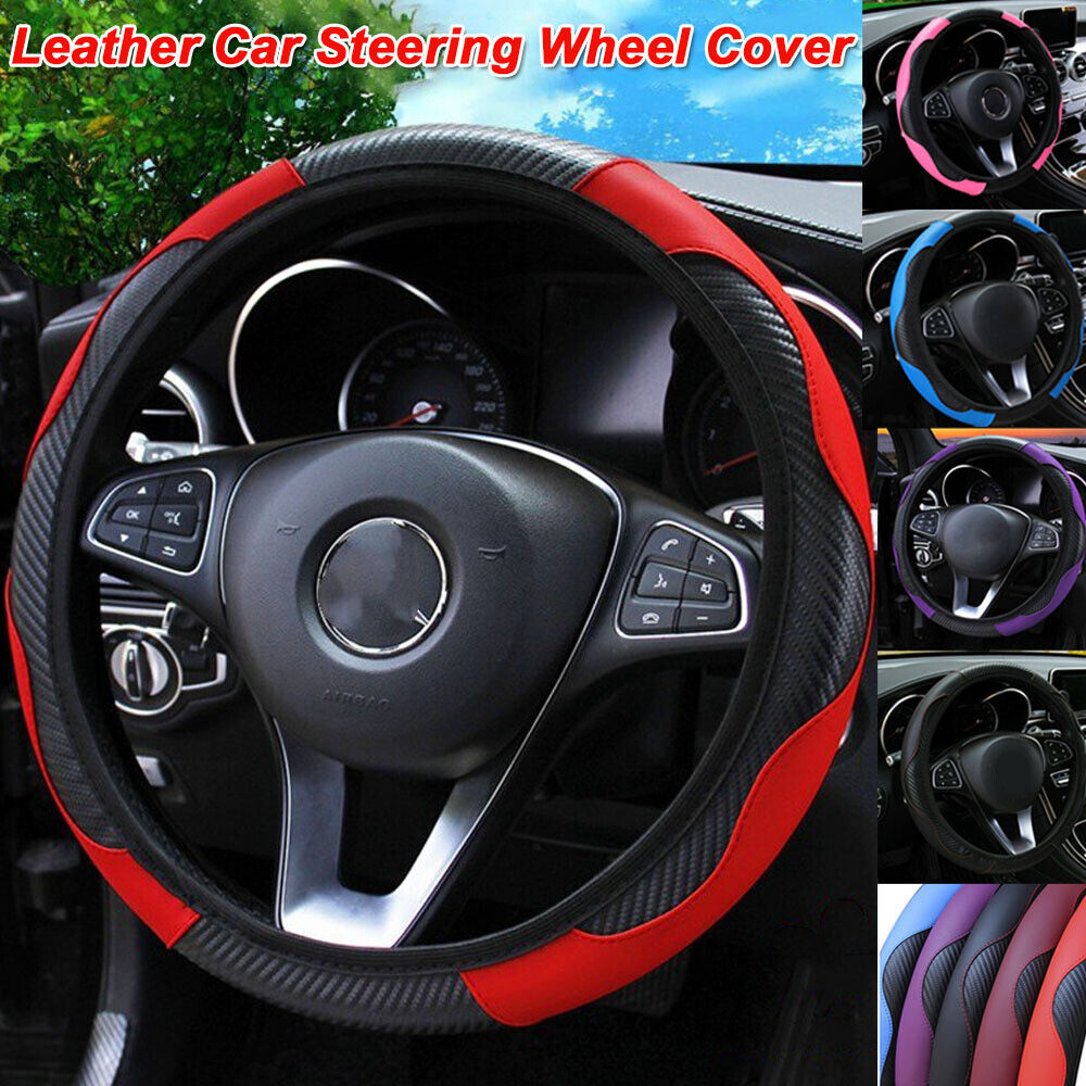 Leather Car Steering Wheel Cover Anti-slip Accessories Universal 38CM/15inch