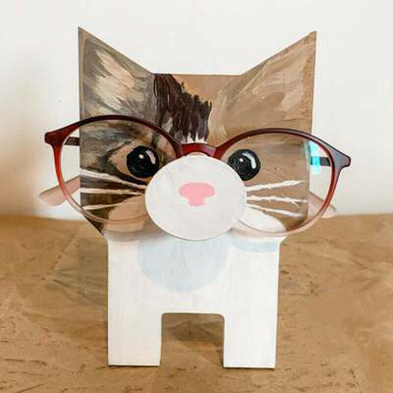 Glasses Stand Christmas Gift Cute Pet Wooden Ornament For Desktop Decor Gift