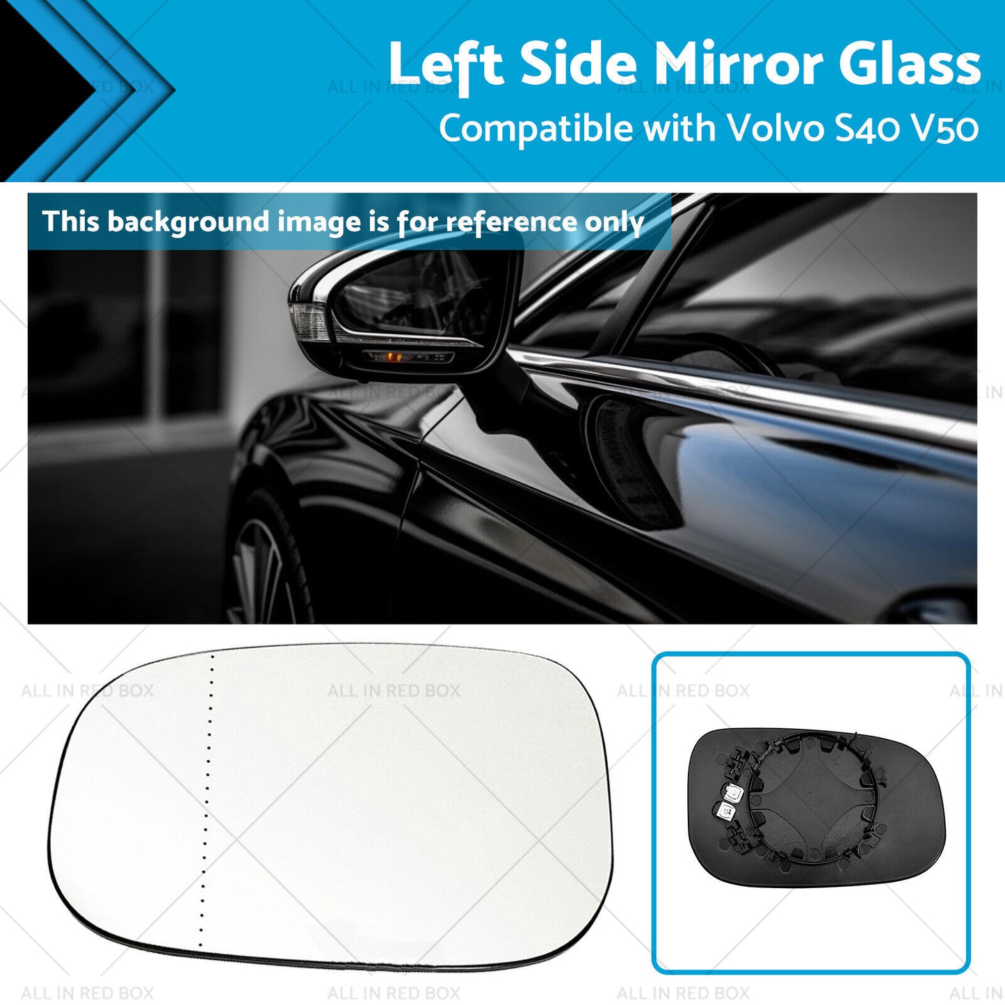 Left Side Mirror Glass Suitable for Volvo S40 M V50 T5 04-12 Large Blinker Type