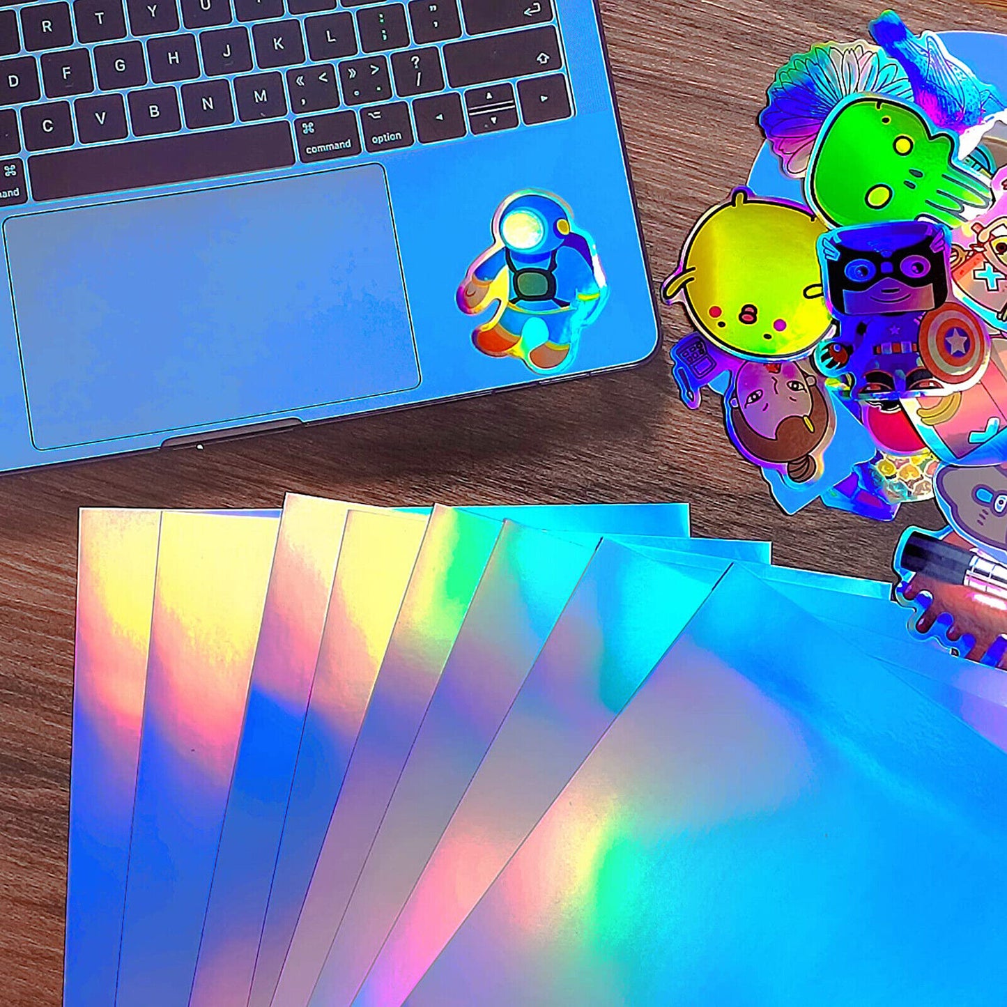 10 x A4 Holographic Holo Glossy Self Adhesive Sticker Paper Label Inkjet Printer