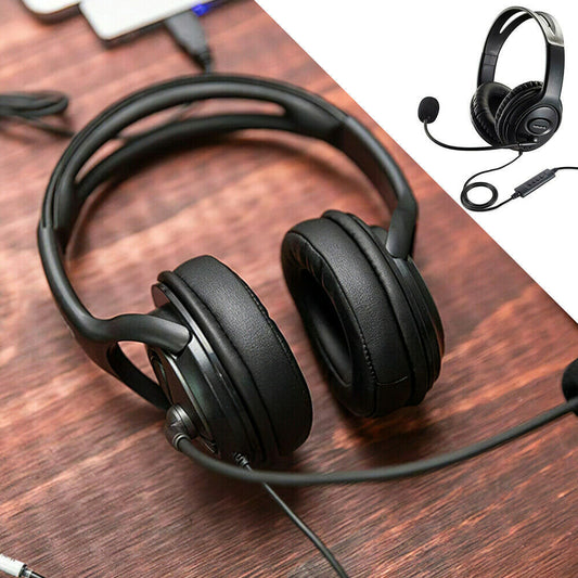 USB Wired Headphone Headset Noise Cancelling With Mic For Computer PC Laptop