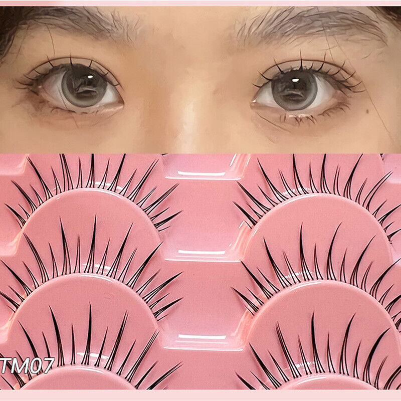 10 Pairs Faux Mink Fake Eyelashes Natural Short Cross Wispy Makeup False Lashes