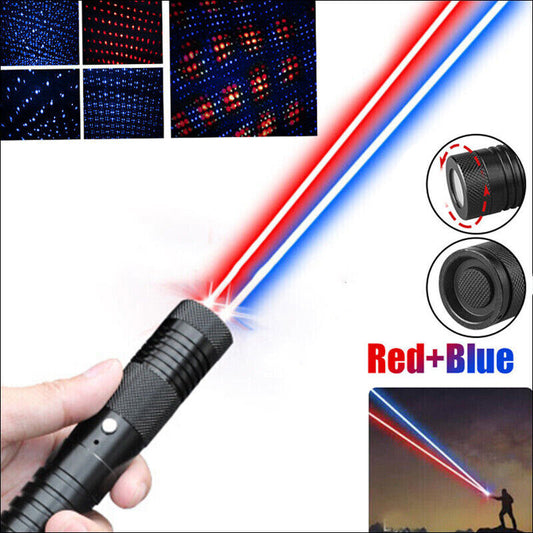 High Power BLUE&Red Two Colors Long Distance Laser Pointer Visible Lazer Lights