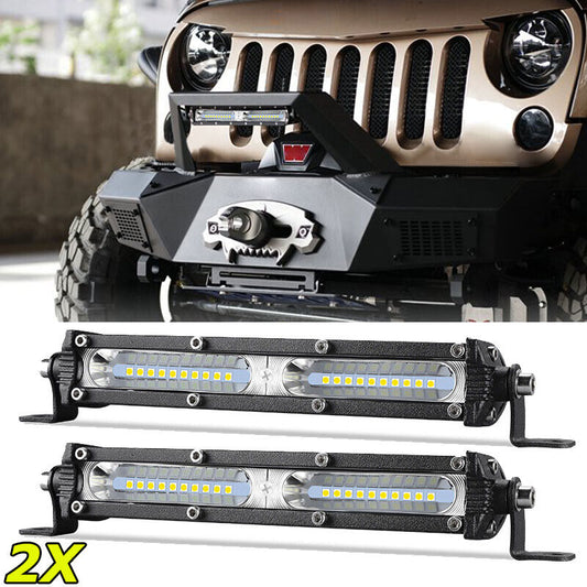 2x 7"inch Work Lights Flood LED Slim Light Bar Reverse 4WD SUV ATV 12V 24V 120W