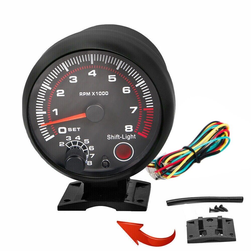 3.75" Car 12V Tachometer Tacho Gauge Meter 0-8000 RPM Shift Light Universal