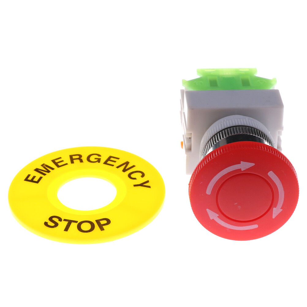 Red Mushroom Cap 1NO 1NC DPST Emergency Stop Push Button Switch AC 660V 10A^K_