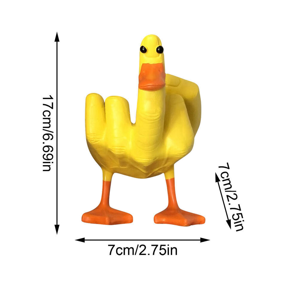 3D Funny Little Duck Resin Figurine Ornament Decor Cute Middle Finger Duck Craft