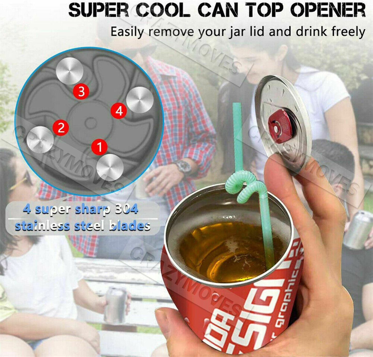 Beer Coke Can Opener Topless Bottle Drink Opened Party Tool Go Swing easy