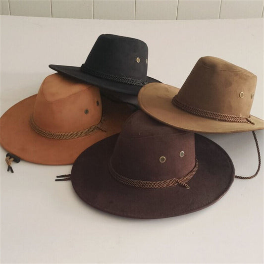 Unisex Men Women Cowboy Country Caps Jazz Farmer Suede Western Headwear Cap Hat