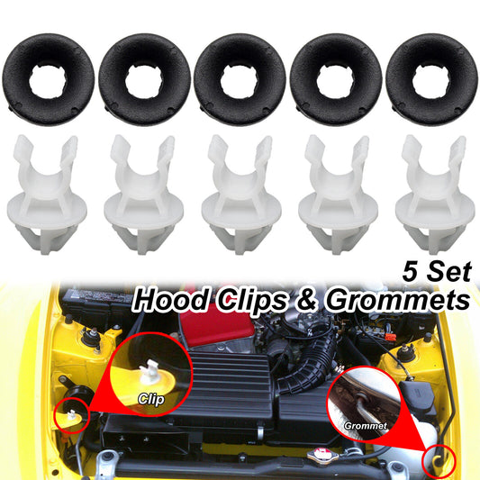 10pcs Hood Bonnet Rod Prop Stay Clip + Grommet For Honda Civic For Acura TSX