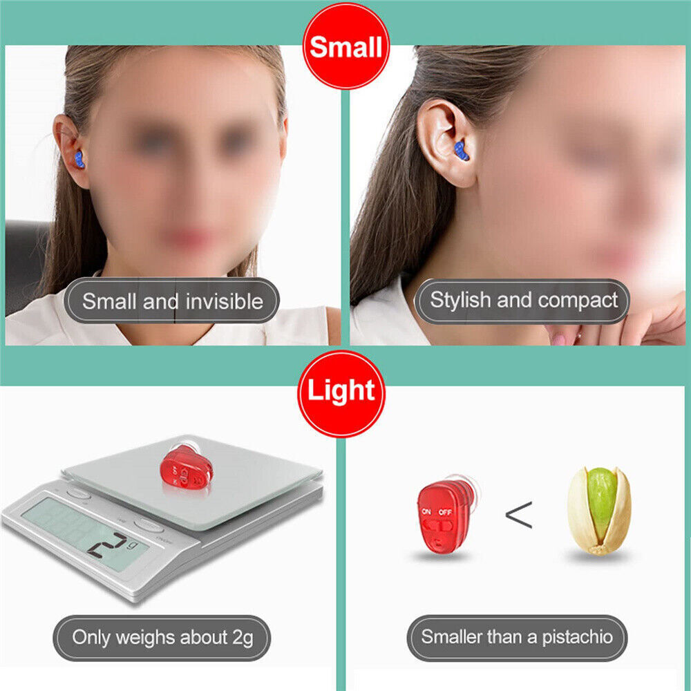 Mini Invisible In-Ear Hearing Aids Sound Voice Amplifier Noise Cancelling Kits/