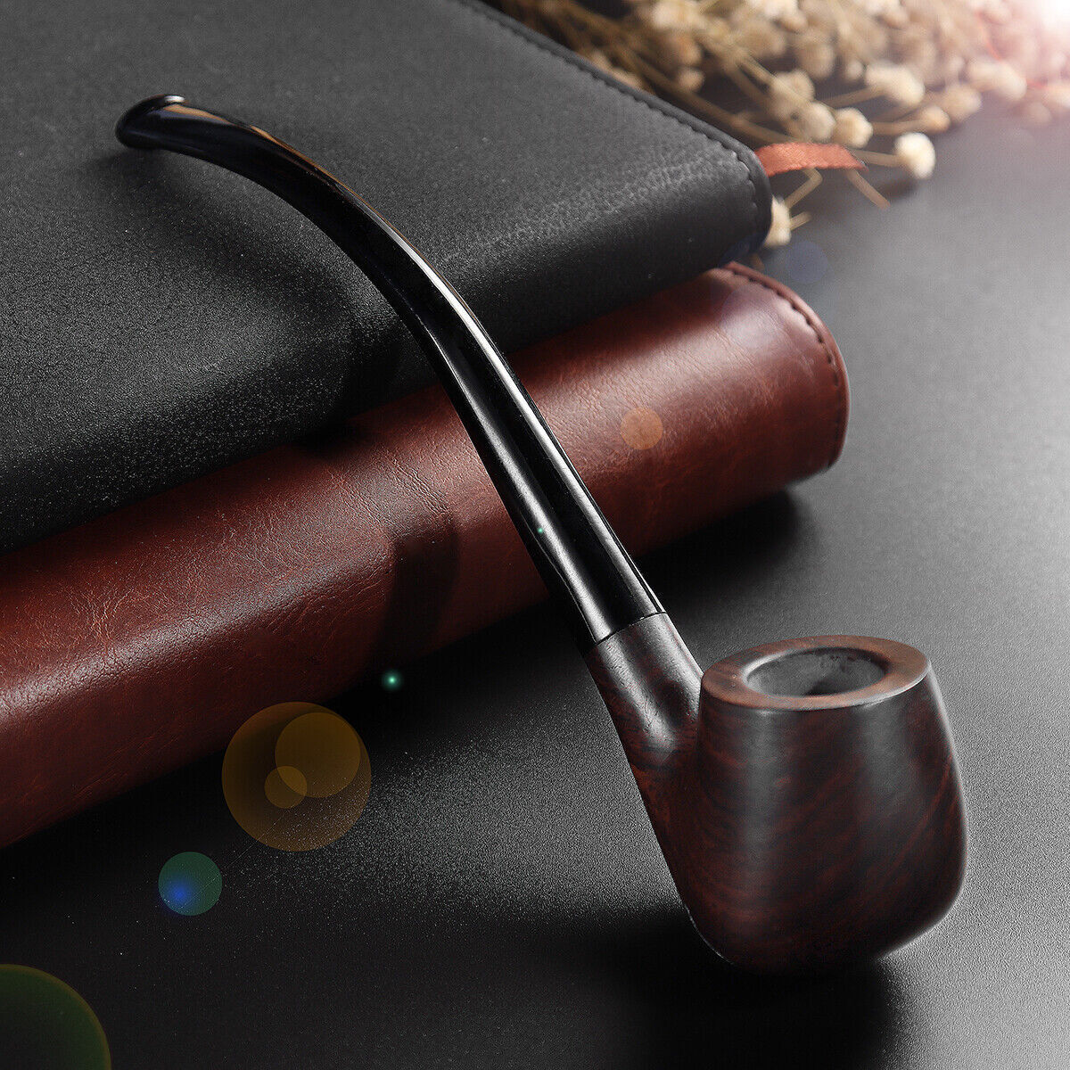 Long Tobacco Smoking Pipe Churchwarden Style Handmade Ebony For Men's Gift