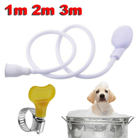 1-3m Push-On Spray Shower Head Bath Sink Tap Attachment Hose Soft Tube Pet Kid
