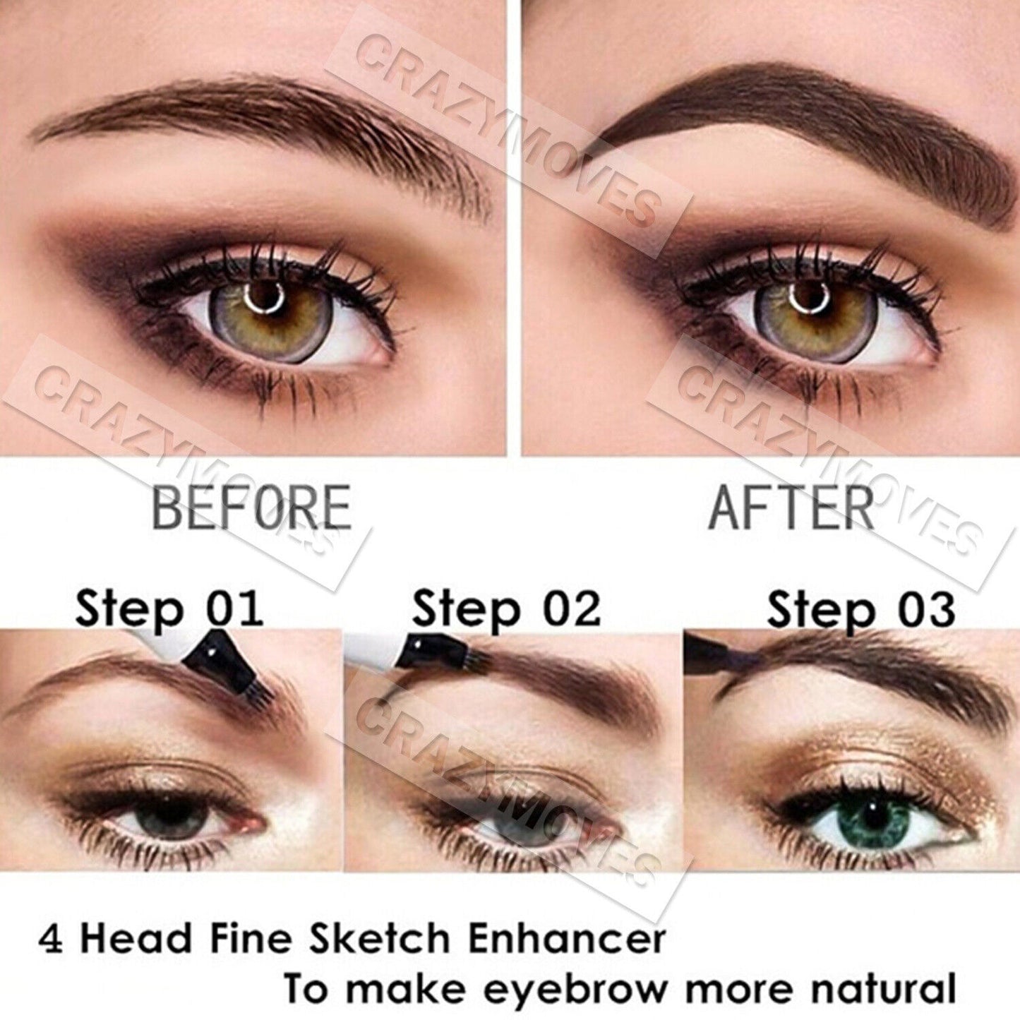 New Microblading Tattoo Eyebrow Ink Pen Eye Brow Pencil Brow Enhancer Stencil