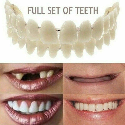 Smile Snap On False Teeth Upper + Lower Dental Veneers Dentures Tooth Cover