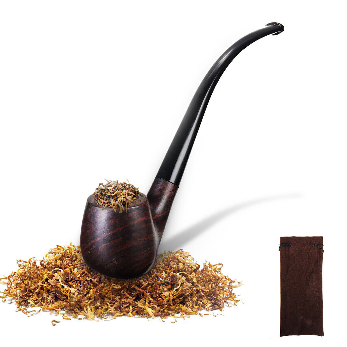 Long Tobacco Smoking Pipe Churchwarden Style Handmade Ebony For Men's Gift