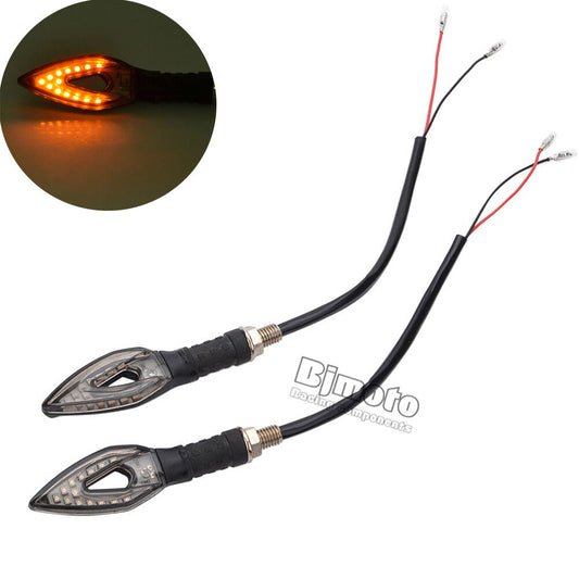 2X Black Motorcycle LED Turn Signal Amber Light Blinker Indicator For Harley