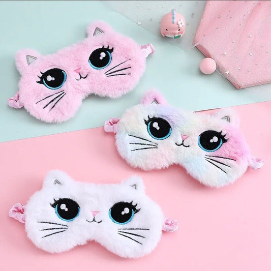 Plush Big Eyes Sleeping Eyepatch Kids Cute Cat Shading Eye Mask For Travel Rest