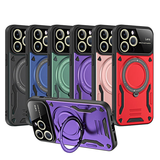 For iPhone 15 14 13 12 11 Pro Magnetic Shockproof Armor Stand Magnetic Ring Case