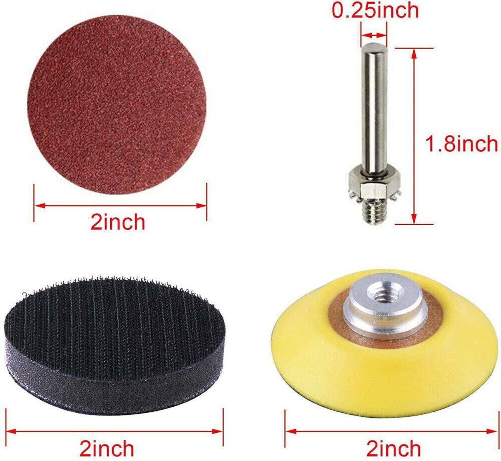 300Pcs 50mm Sanding Discs Pad Kit for Drill Grinder Rotary Tools + Backing Pad