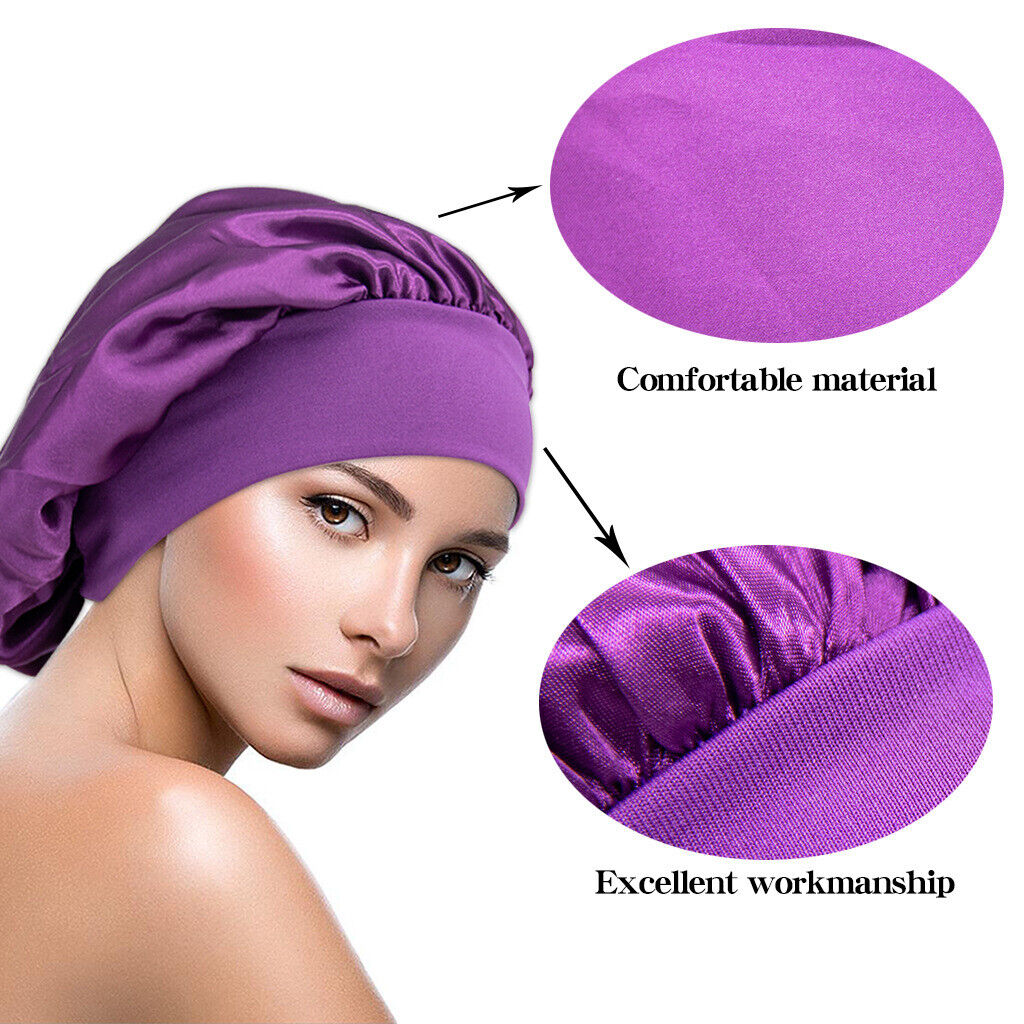 Sleeping Bonnet Hair Wrap Silk Satin Cap Women Elastic Night Soft Hat Headwear