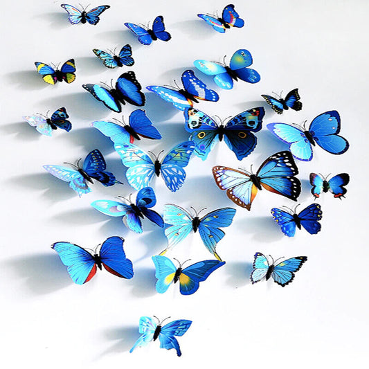 3D Butterfly Wall Sticker Home Decor, wedding decor Removable 12Pcs Blue