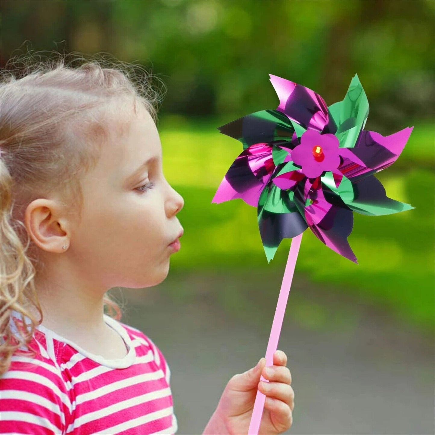 100X Plastic Windmill Pinwheel Wind Spinner Kids Toy Lawn Garden Party Decor