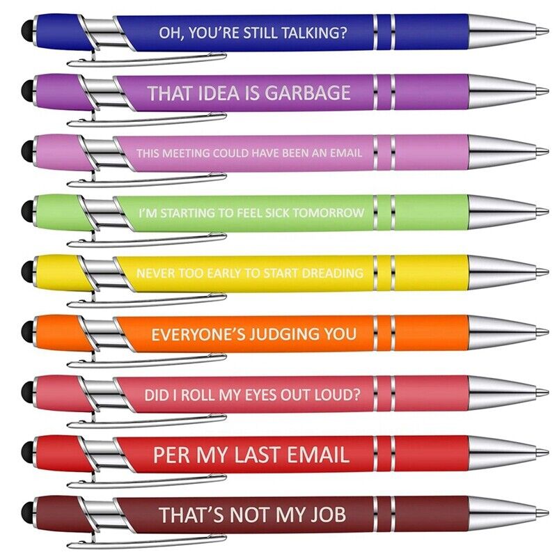 10x Funny Pens Swear Word Pen Set Black Ink Writing Pen Funny Office Diary Gift