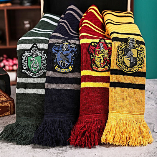 Harry Potter Gryffindor Slytherin Striped Knit Warm Scarf Costume Cosplay Gift
