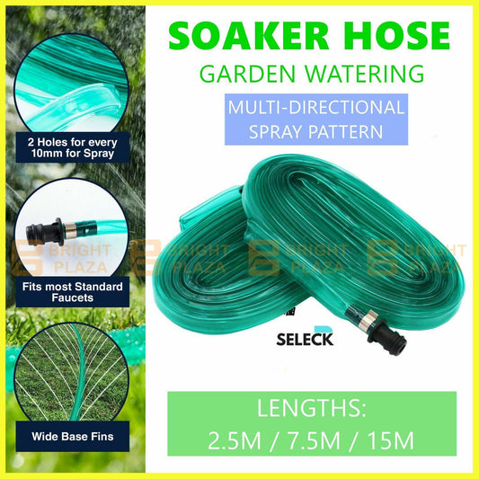 Garden Soaker Hose Lawn Watering Plant Drip Sprinkler Tube Green UV Treated 15m