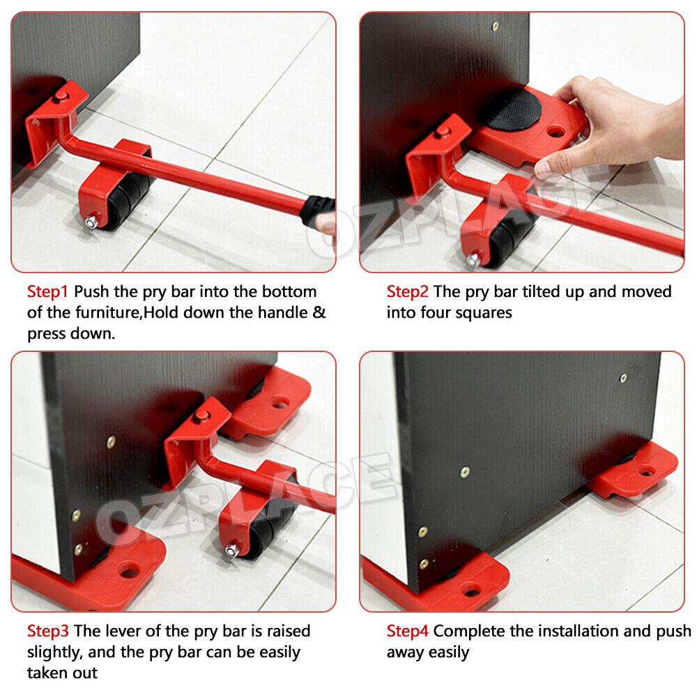 Heavy Furniture Moving Lifter Roller Move Tool Set Wheel Mover Sliders Kit