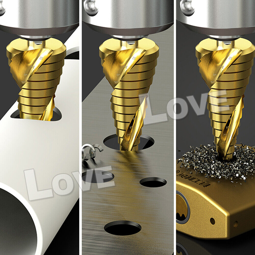 3PCS HSS Steel Step Cone Drill Titanium Metal Hole Cutter Bit Set 4-12/20/32mm3 件套高速钢阶梯锥钻钛金属孔刀钻头套装 4-12/20/32 毫米